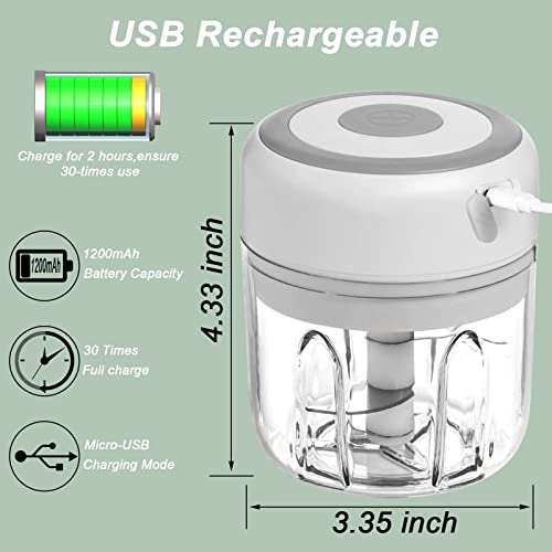 Electric Garlic Chopper, 250ML Vegetable Chopper, Food Chopper - color: 250ML White