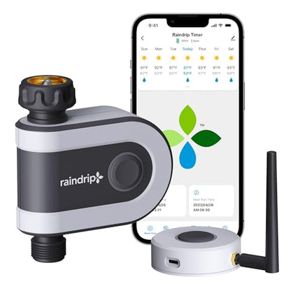 Raindrip R875CT Hose-End Smart Water Sprinkler Timer, Wi-Fi, Wireless Hose Faucet Bibb Timer for Garden, Drip Irrigation System Controller, Free App via 2.4 GHz Gateway Combo,GHT Compatible, Gray - style: Wi-Fi