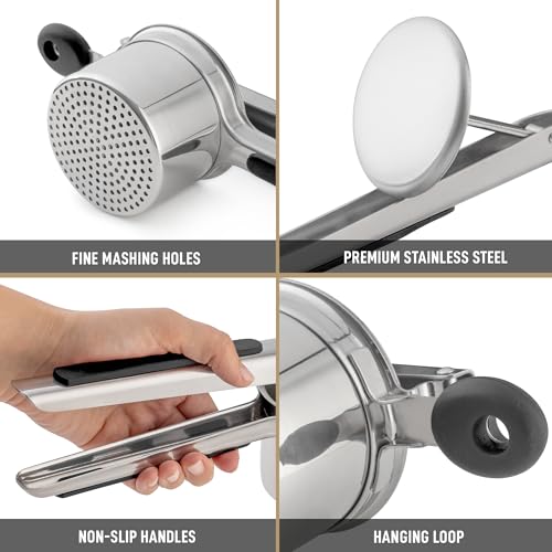 Bellemain Stainless Steel Potato Ricer Mashed Potato Masher - Black - color: Black