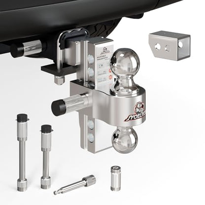 Adjustable Aluminum Hitch Mount for 2.5" Receiver, 6" Drop/Rise - size: 2" & 2.5" w/ Sleeve, 6" Drop/Rise