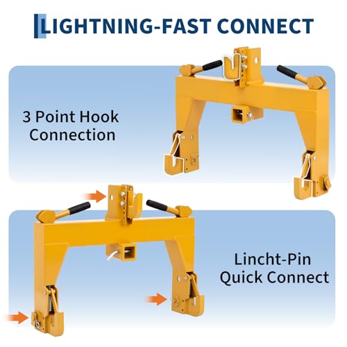 3-Point Tractor Quick Hitch Adapter, Class 1 & 2, 2" Receiver, 300-Pound - color: yellow