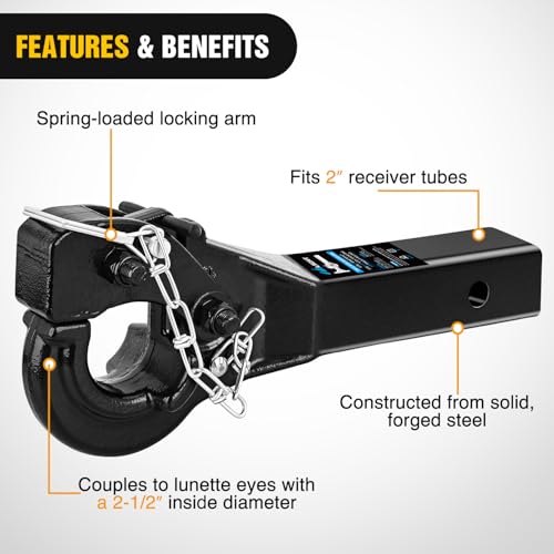 Nilight 10-TON Pintle Hitch for 2-Inch Receiver Hook 20000LBS - color: Pintle Hitch