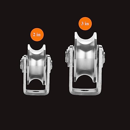 Stainless Steel U Groove Wheel Heavy Duty Caster Rigid Track Wheel Pulley Sliding Gate Rollers with Bracket for Sliding Gate, Rolling Gate, Inverted Track, Industrial Machines - size: 2pc 2inU