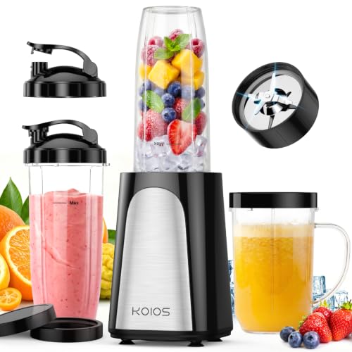 KOIOS 1000W Smoothie Blender, 15-in-1 Single Serve Set, Press-Twist Design - color: Black