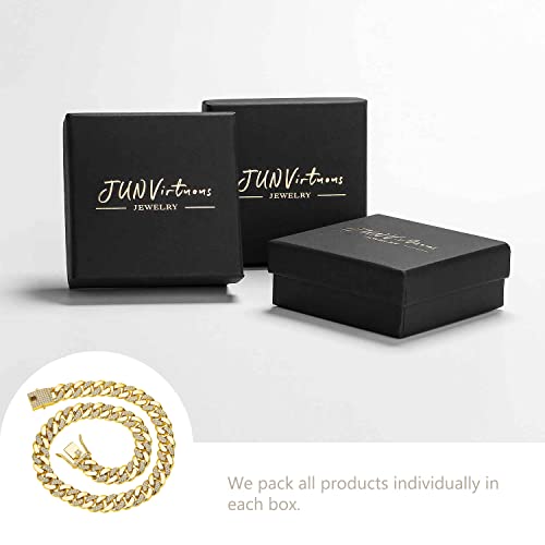 JUNVirtuous Cuban Link Chain Mens Iced Out Miami Cuban Necklace Silver/Gold Bling Diamond Hip Hop Jewelry for Women - color: 18 inch Gold Necklace Style 2