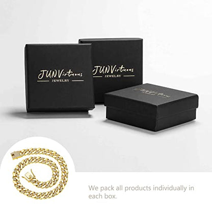 JUNVirtuous Cuban Link Chain Mens Iced Out Miami Cuban Necklace Silver/Gold Bling Diamond Hip Hop Jewelry for Women - color: 20 inch Gold Necklace Style 2