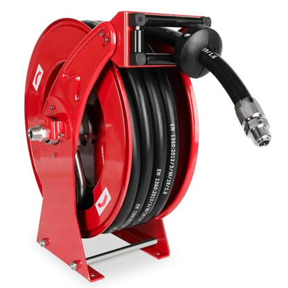 Fuel Diesel Hose Reel Retractable 3/4 inch x 50ft,Spring Driven Automatic Rewind,300 PSI Industrial Heavy Duty Steel Construction Auto Swivel Reels for Truck Farm Aircraft Ship Vehicle Tank Trailer - size: 3/4 inch x 50FT without Fuel Nozzle