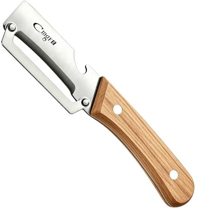 Maxjoy Vegetable Peeler, Stainless Steel Blade, Wooden Handle - color: Brown#Silver-12