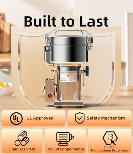 Electric Grain Mill 1000g Home Flour Mill for Wheat Rice Corn Herbs Spices - size: 1000g