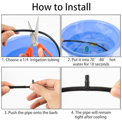 Unoutur 600 Pcs Barbed Connectors Drip Irrigation Fittings Kit, 1/4" Drip Irrigation Kit for Garden Flower Pot Greenhouse Lawn (Straight Barbs,Single Barbs,Tees,Elbows,End Plug,4-Way Coupling) - size: 600 Pcs (1/4" Barbed Connectors)