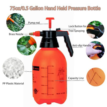 3 Pack 2L Handheld Garden Pressure Sprayer with Adjustable Brass Nozzle - color: 2L-Organge-3PCS