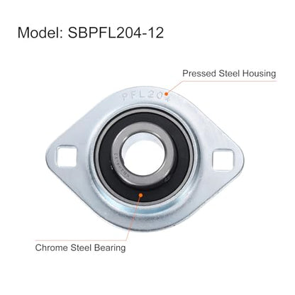 uxcell SBPFL204-12 Pillow Block Bearings 3/4" Bore Bearing Units Steel - size: SBPFL204-12 (ID 3/4")