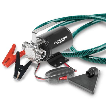 Superior Pump 90045 12 Volt Transfer Pump with 6-Foot Suction Hose, Black - size: 12-Volt