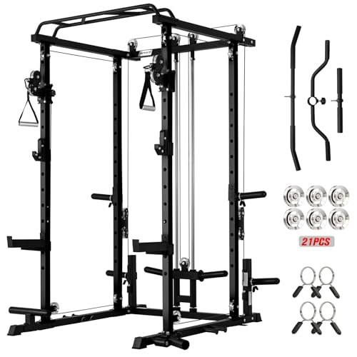 RitFit PPC-P3 Power Cage with Cable Crossover System, 1200LB Capacity - color: Black, style: Power cage only rack
