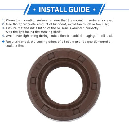 Universal Oil Seal TC Double Lip W Steel Spring Seal Ring Rotary Shaft Seal 16x28x7mm High Pressure FKM Rubber Brown 2 Pcs - size: 16x28x7mm