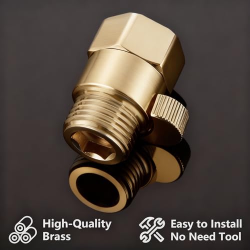 Shower Head Flow Restrictor - G1/2 IPS Brass Shut Off Valve - color: Brushed Gold