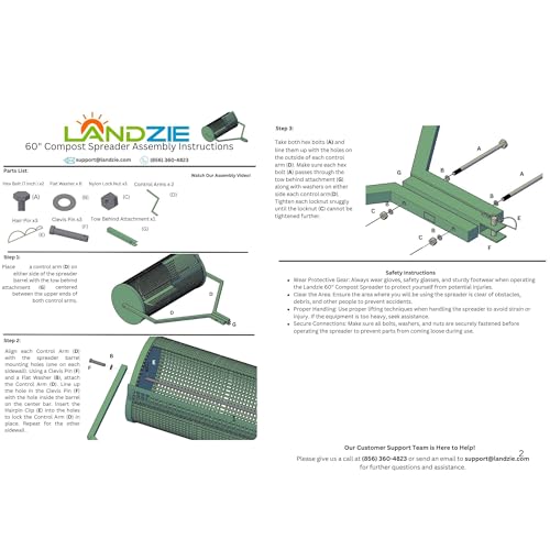 Compost Spreader 60 Inch Tow Behind, Peat Moss Roller - Landzie - size: 60 Inches