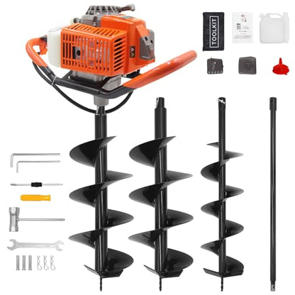 72CC Gas Powered Post Hole Digger with 6 Drill Bits (6", 8") & 1 Ext - style: 72CC+2 auger(6"8")+2 Stroke