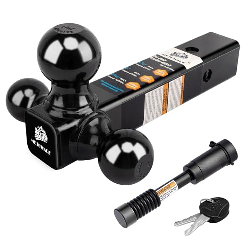 METOWARE Trailer Hitch Tri Ball Mount with 5/8" Hitch Lock Fits 2" Receiver - size: Tri-Ball Hitch + Lock, style: Tri-Ball Hitch