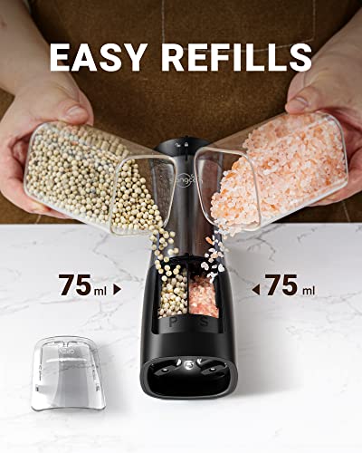Sangcon 2-in-1 Automatic Electric Salt and Pepper Grinder with LED Light - color: Battery-Operated