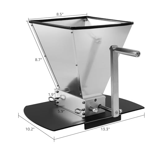 FERRODAY Malted Grain Mill for Grain Malt Barley, 2 Roller Stainless Steel - size: Metal base plate