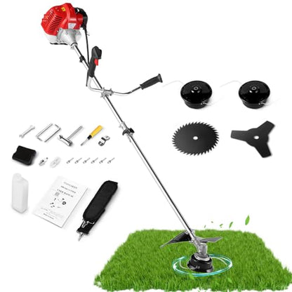 58CC 4 in 1 Gas Powered Weed Wacker, Brush Cutter, 18.5 in Cut Path Red - color: Red