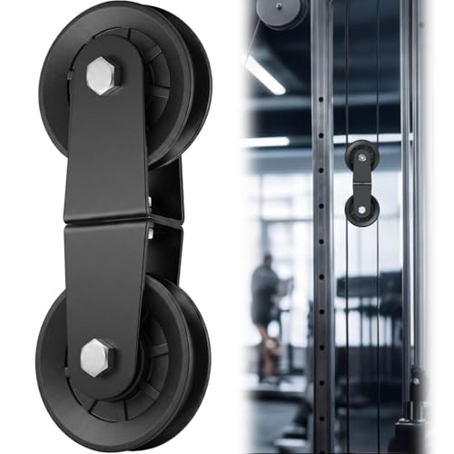 Swivel Dual Pulleys 360°Rotation Roller Reinforced double pulley Wheel for Home DIY Gym Pulley System Cable Machines fly machines Silent Bearing Swivel Groove Wheel Pull Down Attachment Weight Lifting - color: Black