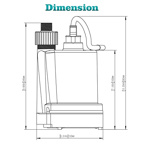 TIGEROAR 12V Submersible Pump 1500 GPH Water Transfer Pump for Pool Pond