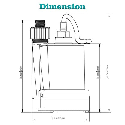 TIGEROAR 12V Submersible Pump 1500 GPH Water Transfer Pump for Pool Pond