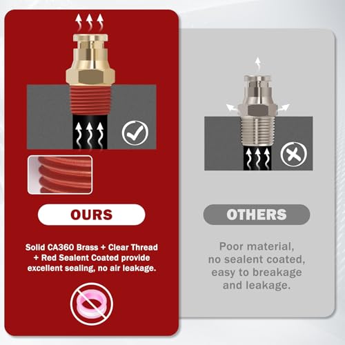 DOT Approved Male Straight Brass Union 1/4" Tube x 1/8" NPT, 4PCS - size: 1/4" OD x 1/8" NPT