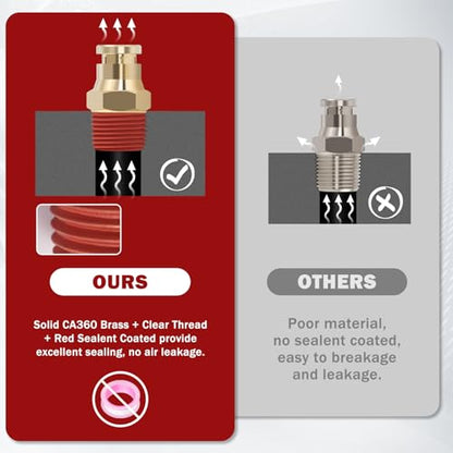 DOT Approved Male Straight Brass Union 1/4" Tube x 1/8" NPT, 4PCS - size: 1/4" OD x 1/8" NPT