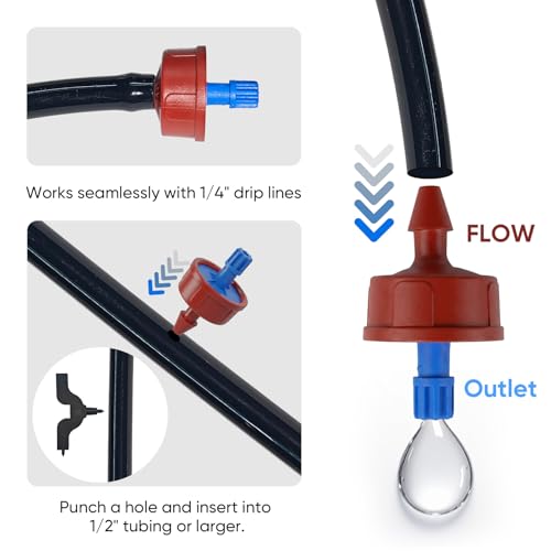 0.5 GPH Pressure Compensating Drip Emitters for 1/4" Tubing, 30pcs - size: 30pcs 0.5 GPH