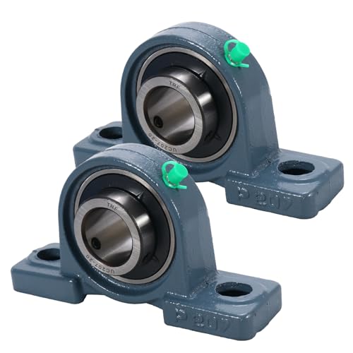 2 Pack UCP207-20 Pillow Block Bearing, 1-1/4 inch Bore Pillow Block Mounted Ball Bearings, Solid Cast Iron Base, Self-Alignment, Heavy Duty - size: UCP207-20