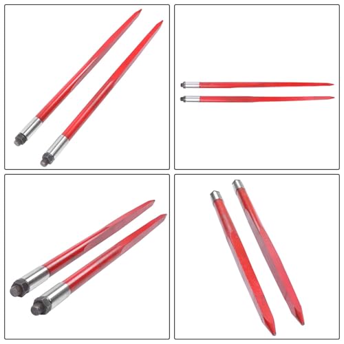 GXYWADY 2PC 43" Red Hay Spear 3000lb for Bobcat Skid Steer Tractor