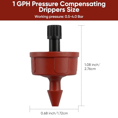 1 GPH Pressure Compensating Drip Emitters for 1/4" Tubing 60Pcs - size: 60pcs 1 GPH