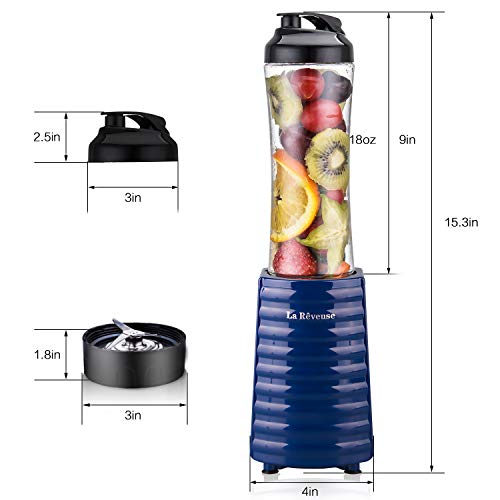 La Reveuse Personal Size Blender for Protein Shakes and Smoothies, Navy - color: Navy