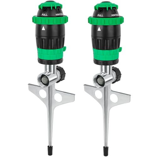 [2 Pack] RESTMO Gear Drive Sprinkler with Metal T-Spike Base,Green - color: Green, size: 2 Pack