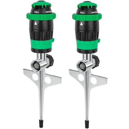 [2 Pack] RESTMO Gear Drive Sprinkler with Metal T-Spike Base,Green - color: Green, size: 2 Pack
