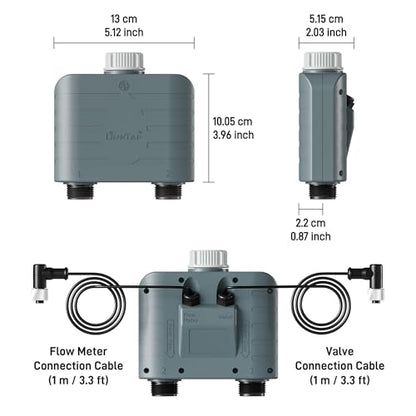 LinkTap T1 2-Outlet Smart Water Timer & Gateway, 2 Built-in Flow Meters - size: T1 timer+gateway