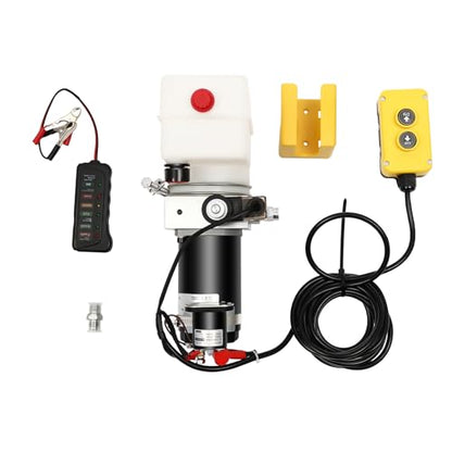 Dump Trailer Pump, 800W 12V DC Single Acting Electric Hydraulic Pump Power Unit with Remote Control,1.58Qt Oil Reservoir Hydraulic Pump Device for Dump Trailer Car Truck Lifting
