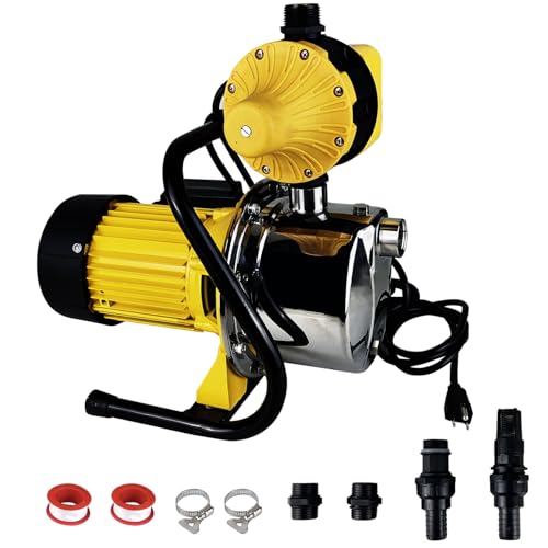 수영장용 1HP 하우스 수압 부스터 펌프, 마당 스프링클러용 제어 스위치가 있는 110V 정원 물 전달 펌프, 잔디 샤워 연못 배수용 1080GPH 휴대용 얕은 우물 제트 관개 펌프