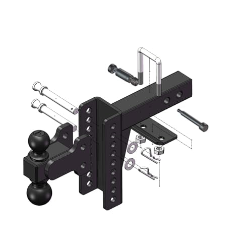 Adjustable Trailer Hitch Ball Mount for 2 Inch Receiver, 6" Drop/Rise Tow Hitch with 2" & 2-5/16" Dual Ball, Heavy Duty 20,000 LBS Capacity Truck Hitch Receiver, Powder Coated Steel with Hitch Lock