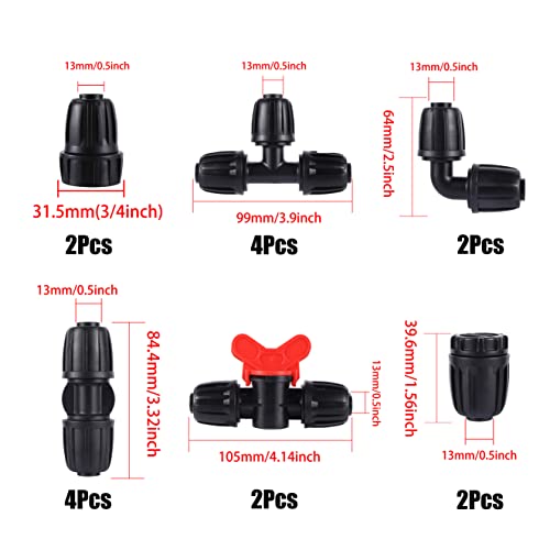 16 Pcs 1/2 inch Tubing Irrigation Fittings Kit,Anti-Drip Connectors - size: 1/2 inch Irrigation Fittings kit