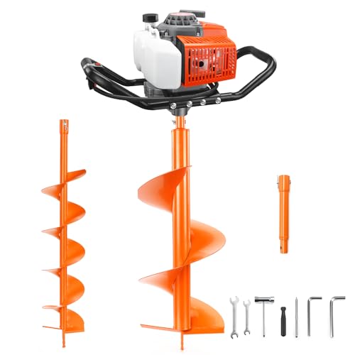 NEO-TEC 72CC Post Hole Digger Gas Powered, 2-Stroke Earth Auger Hole Digger - size: 72CC+6"+10"+1 Extension