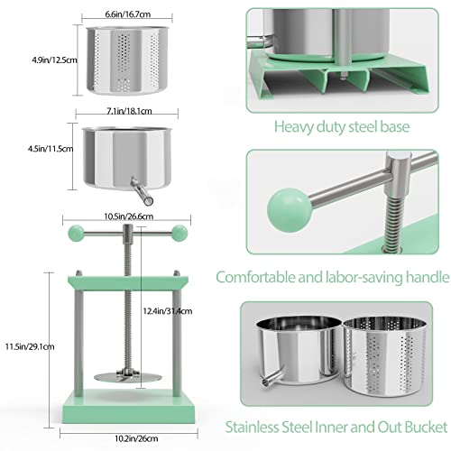 Fruit Wine Press and Crusher,100% Nature Apple&Grape&Berries Crusher Manual Juice Maker for Kitchen