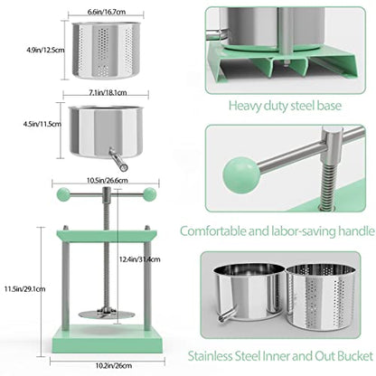Fruit Wine Press and Crusher,100% Nature Apple&Grape&Berries Crusher Manual Juice Maker for Kitchen