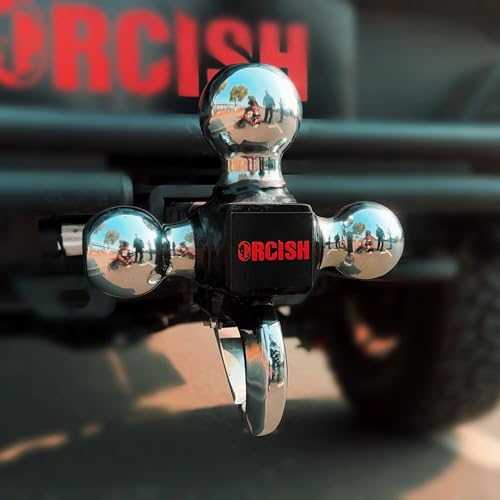 ORCISH Tri-Ball Trailer Hitch Mount with Tow Hook & Lock for 2" Receiver - color: 2"-Standard Plus-Chrome
