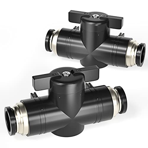 TAILONZ 1/4"OD Push-to-Connect Fitting Ball Control Valve BVU-1/4 3PCS - size: 1/4"OD/3PCS