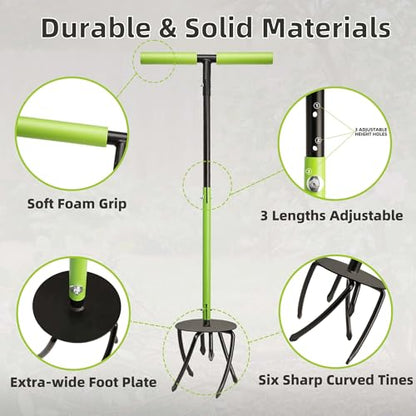 Hand Tiller Cultivator, Manual Twist Tiller with Sharp Arrow Tines