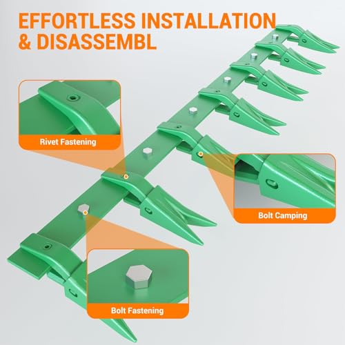 46" Bucket Tooth Bar for Tractor Loader 6 Shank Clamp On, Black - color: Green